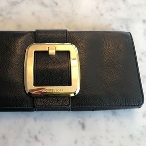 Michael Kors black leather envelope clutch